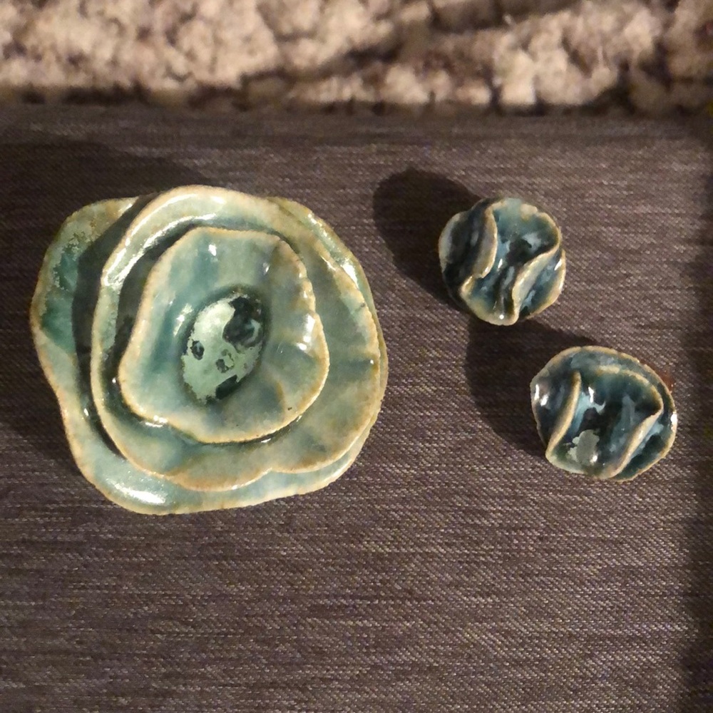 Handmade brooch and earrings